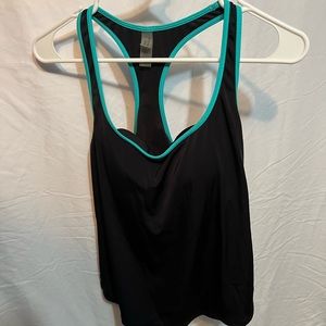 Victorias Secret Pink Racerback Athletic Top Tank Top Black Blue Swim Top Large